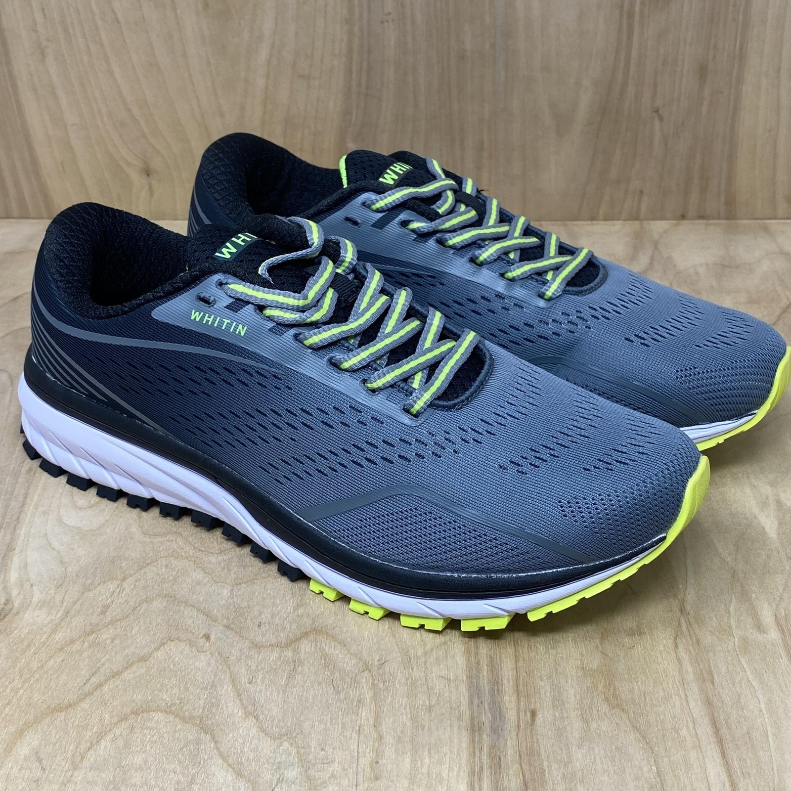 Whitin Running Shoes Mens Sz 9.5 Gray Black Neon Yellow Athletic Trail Sneakers